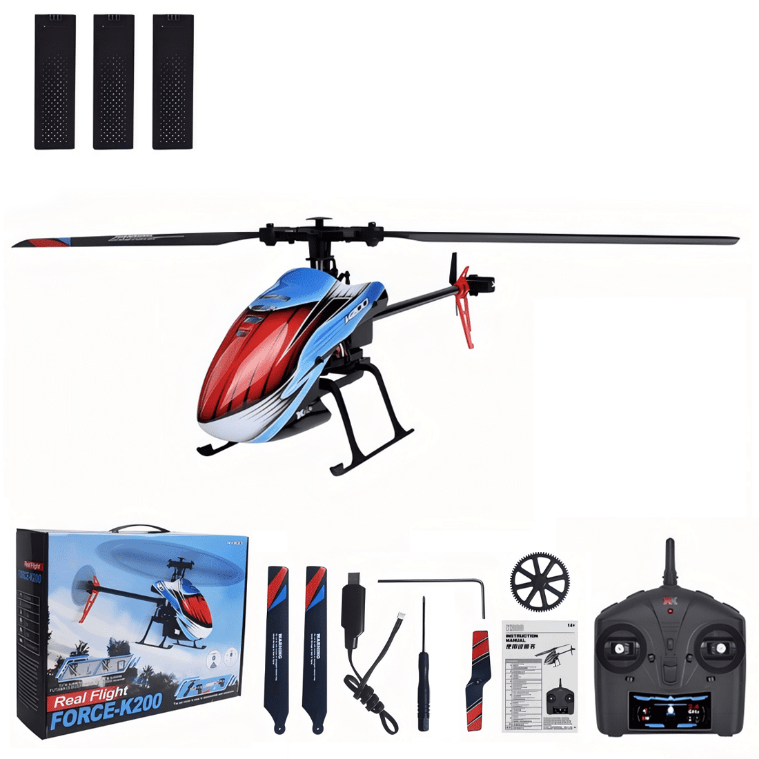 XK K200 RC Helicopter for Adults, 4CH 2.4GHz Single-Blade Helicopter with 6-Axis Gyro, Optical Flow Positioning & Altitude Hold, Outdoor Aircraft for Adults Beginners