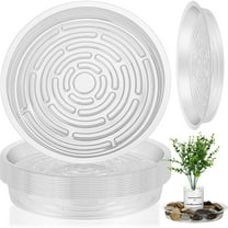 XKDOUS 12 Pack Plant Saucers 10inch, Clear Plastic Planter Trays Plant Water Catcher Tray, Flower Plant Pot Saucer Plant Drainage Tray for Indoors, Outdoors