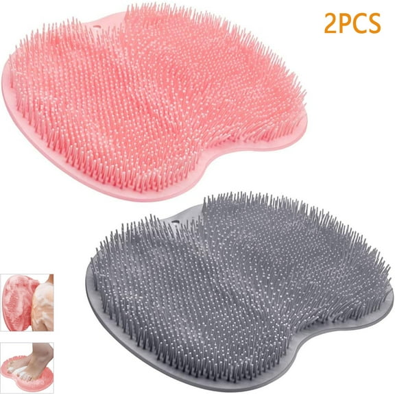 XKDOUS 2 Pcs Shower Foot Scrubber, Back Scrubber for Shower with Non-Slip Suction Cups, Silicone Bath Massage Pad, Wall-Mounted Shower Back and Foot Scrubber