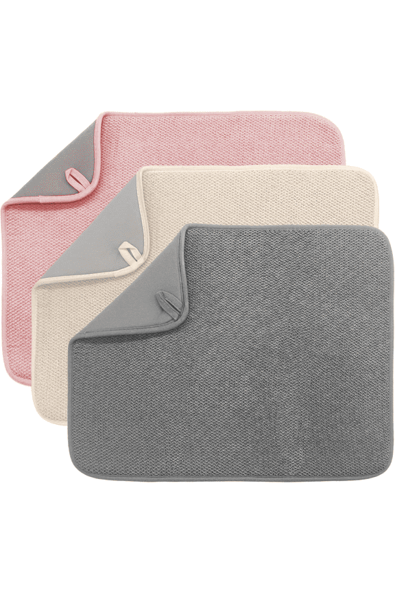 3 Pack Dish Drying Mat, Absorbent Microfiber Dish Drying Mat for Kitchen Counter, Dish Drying Pad, 12 x 16 inch