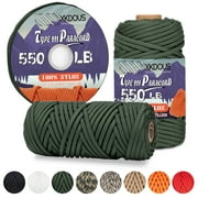 XKDOUS 550 Paracord 50ft Camo Green Parachute Cord, 100% Nylon 7 Strand Inner Core Type III Tactical Paracord Rope, Outside Survival Gear for Bracelets, Lanyards, Handle Wraps, Camping & Hiking