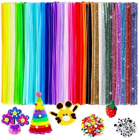 XKDOUS 560 PCS Pipe Cleaners Craft Chenille Stems, 37 Colors Pipe Cleaners Bulk with Googly Eyes for DIY Art Craft Supplies Craft Fuzzy Pipe Cleaners