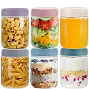 XKDOUS 6 Pack Overnight Oats Containers Jars with Lids, 16 oz Glass Mason Jars for Overnight Oats, Yogurt Container Sealed Oatmeal Container for Milk, Salad, Cereal, Fruit