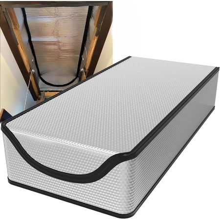 XKDOUS Attic Door Insulation Cover 25"x54"x11", Attic Stairs Insulation Cover Attic Tent, Attic Stairway Pull Down, Thicken Aluminum Foil Attic Access Insulation Cover with Zipper