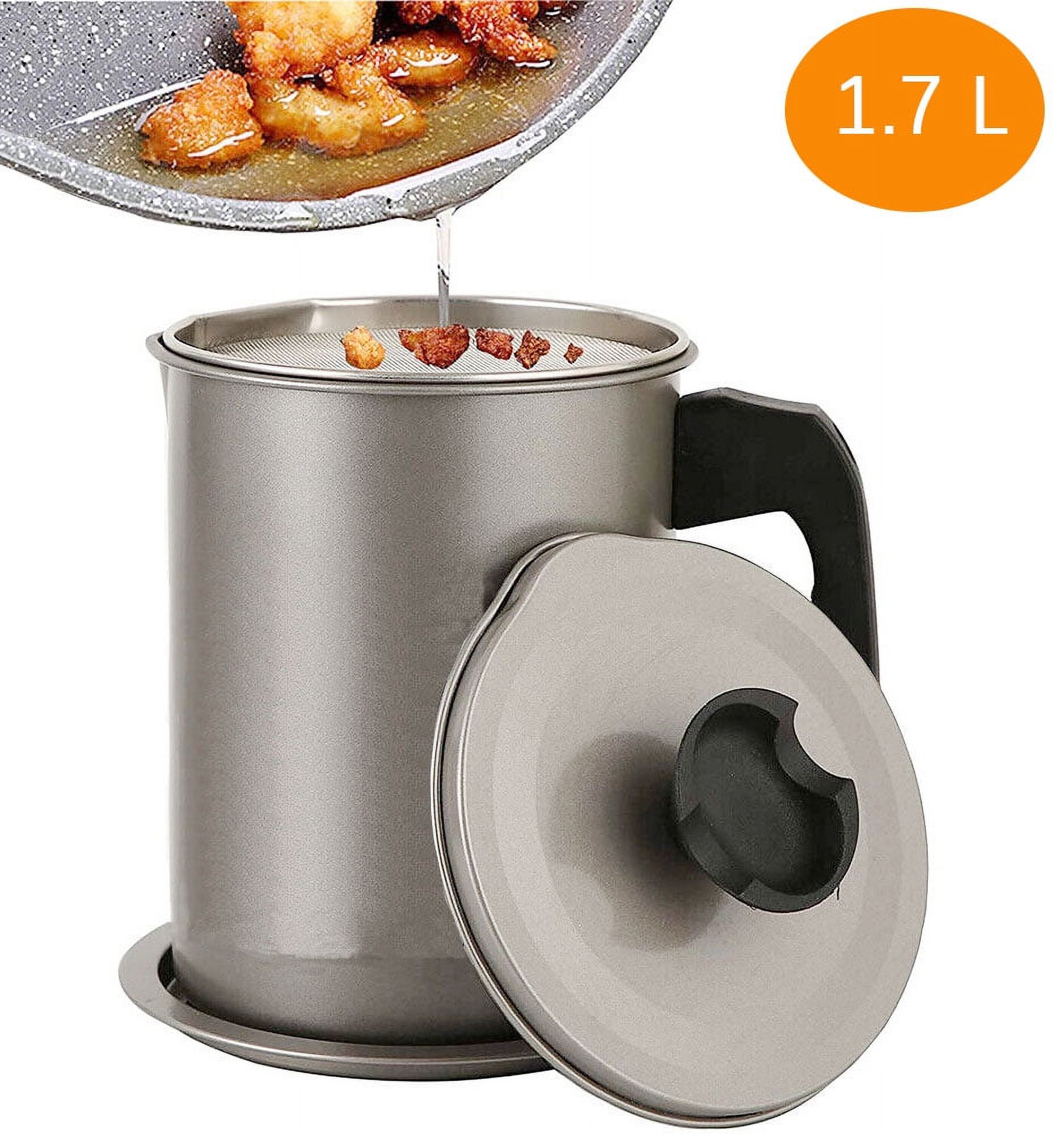 Bacon Grease Container with Stainless Steel Grease Strainer Perfect As