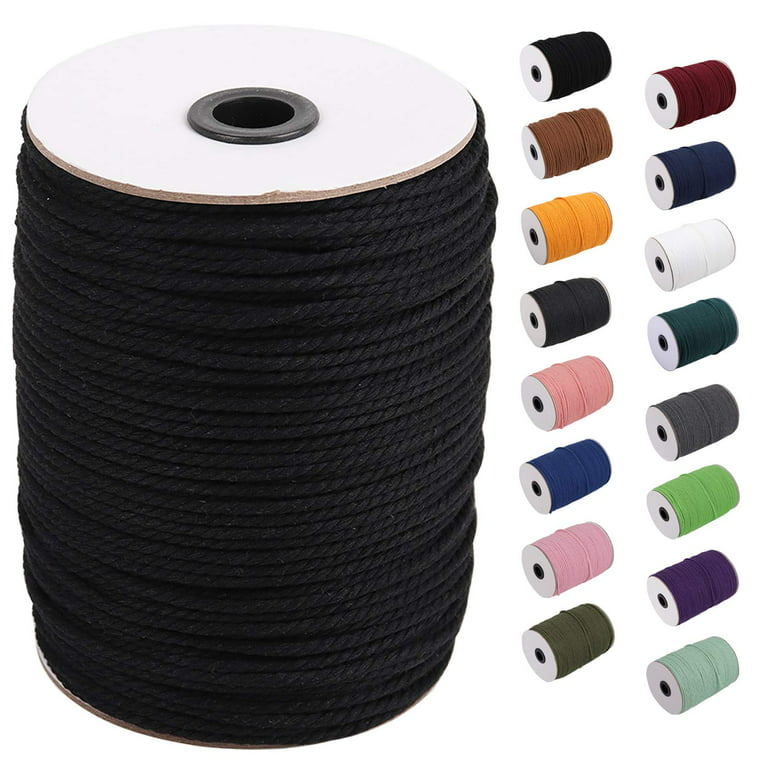 XKDOUS Black 3mm x 220yards Macrame Cord, Colored Macrame Rope, Cotton Rope  Macrame Yarn, Colorful Cotton Craft Cord for Wall Hanging, Plant Hangers,  Crafts, Knitting 