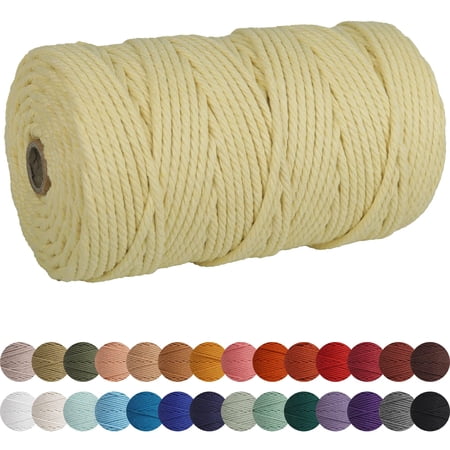 XKDOUS Cotton Light Yellow Yarn 4mm 109 Yards
