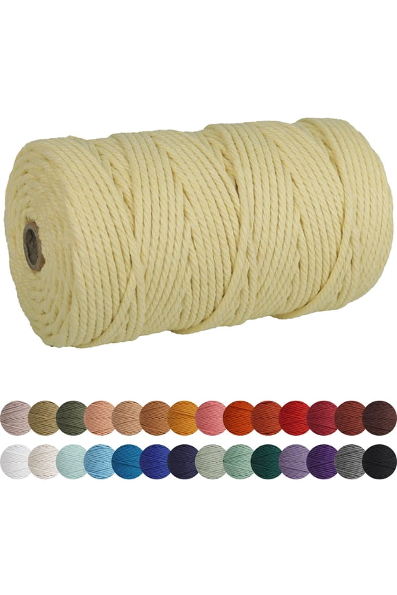Cotton Light Yellow Yarn 4mm 109 Yards
