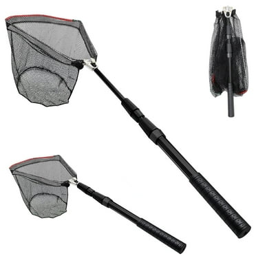 XKDOUS Fishing Net Long Handle, Collapsible Fish Landing Net with Telescopic Pole Handle, Fishing Net for Freshwate and Saltwater Nylon Mesh Landing Net, Extend to 40-51 Inches
