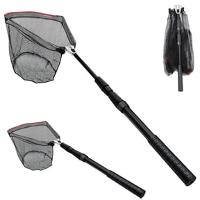 XKDOUS Fishing Net Long Handle, Collapsible Fish Landing Net with Telescopic Pole Handle, Fishing Net for Freshwate and Saltwater Nylon Mesh Landing Net, Extend to 40-51 Inches