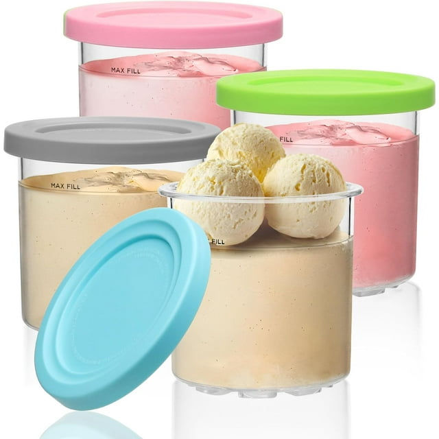 XKDOUS Ice Cream Pints Containers, 4Pcs Cream Maker Pint Containers