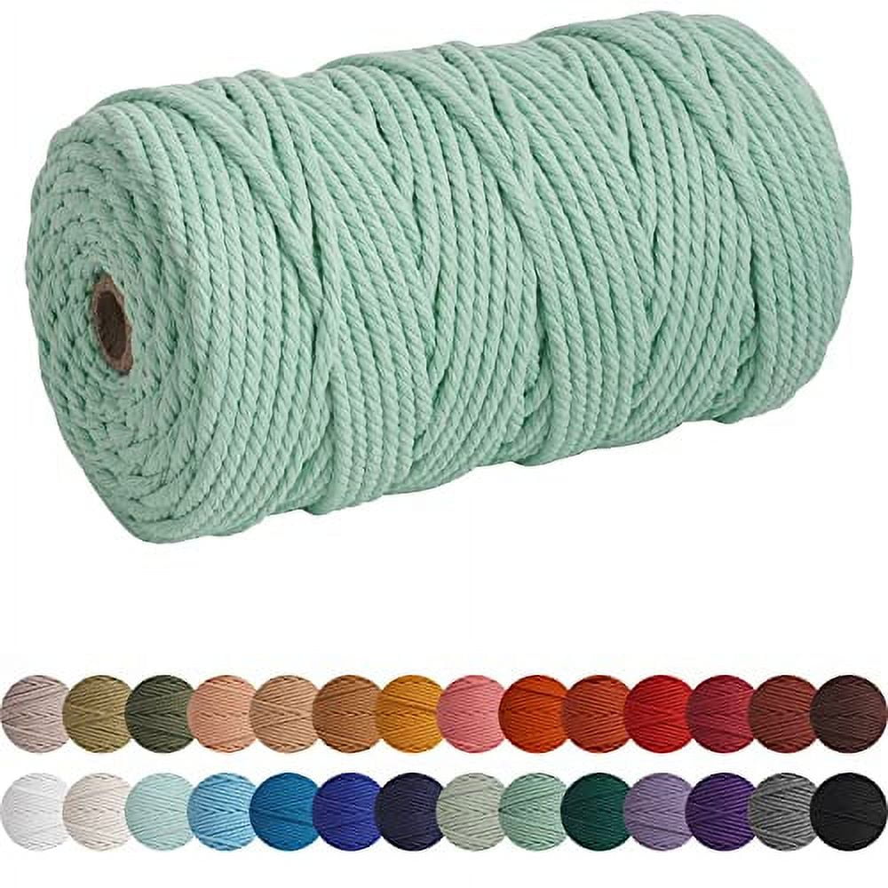 Xkdous Dark Green 3mm x 109Yards Macrame Cord, Colored Macrame Rope, Cotton Rope Macrame Yarn, Colorful Cotton Craft Cord for Wall Hanging, Plant