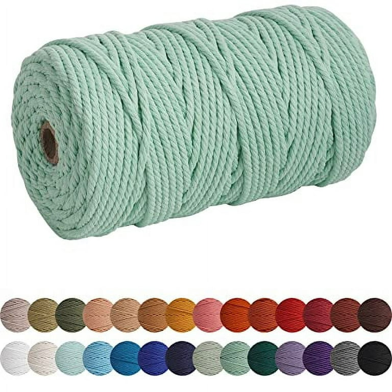 Xkdous Light Green 4mm x 109Yards Macrame Cord, Colored Macrame Rope, Cotton Rope Macrame Yarn, Colorful Cotton Craft Cord for Wall Hanging, Plant