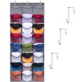 thumbnail image 1 of XKDOUS Over the Door Cap Organizer, 24 Pockets Baseball Hat Rack Hanging Hat Organizer, Hat Holder Over Door Cap Storage with 3 Hooks, Gray, 1 of 8