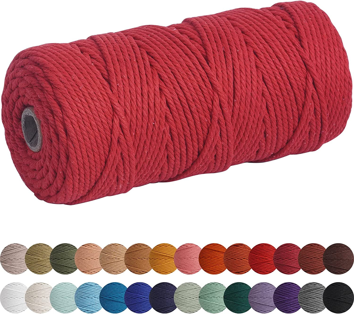 XKDOUS Red 3mm x 109yards Macrame Cord, Colored Macrame Rope, Cotton ...