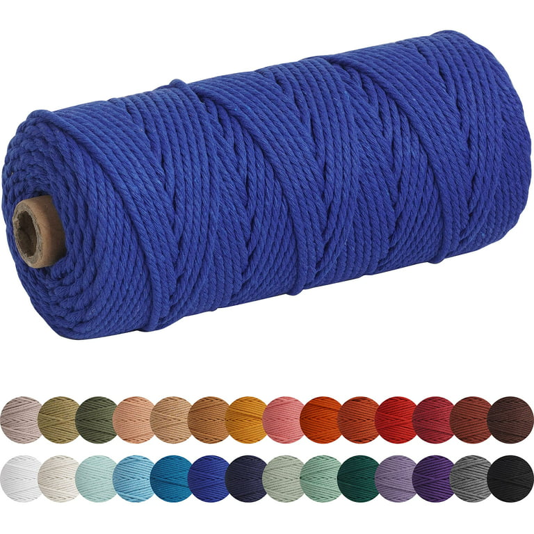 Xkdous Royal Blue 3mm x 109Yards Macrame Cord, Colored Macrame Rope, Cotton Rope Macrame Yarn, Colorful Cotton Craft Cord for Wall Hanging, Plant