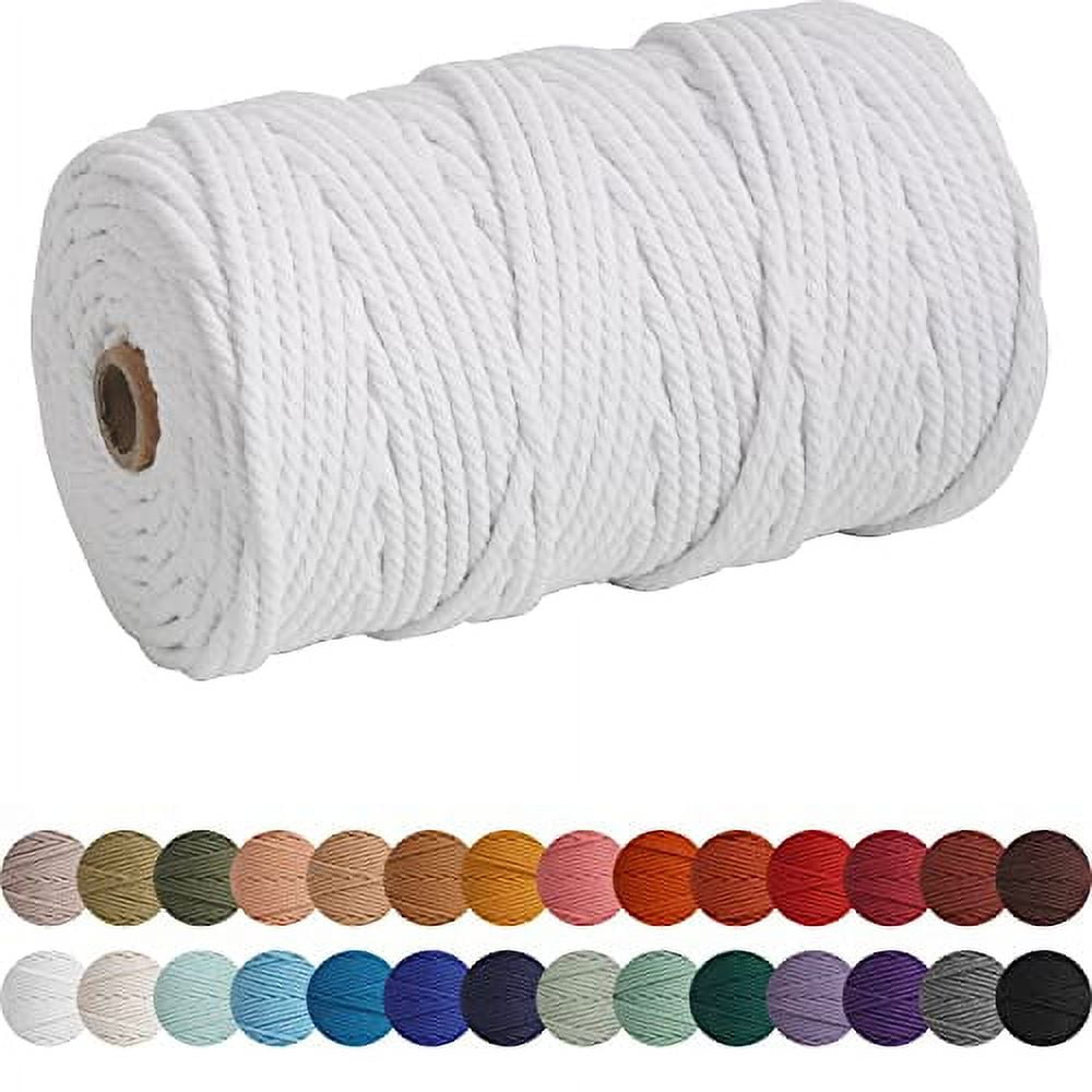 MOTYAWN Macrame Cord 3mm x 109 Yards, 100% Natural Cotton Cord Macrame  Rope, 3 Strand Twisted Macrame String Supplies for for DIY Macrame and  Crafts