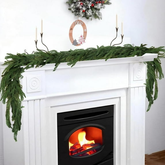 XKEJKNY 9FT Christmas Garlands Norfolk Pine Garland Real Touch Winter Artificial Faux Greenery Garland for Holiday Indoor Outdoor Decor