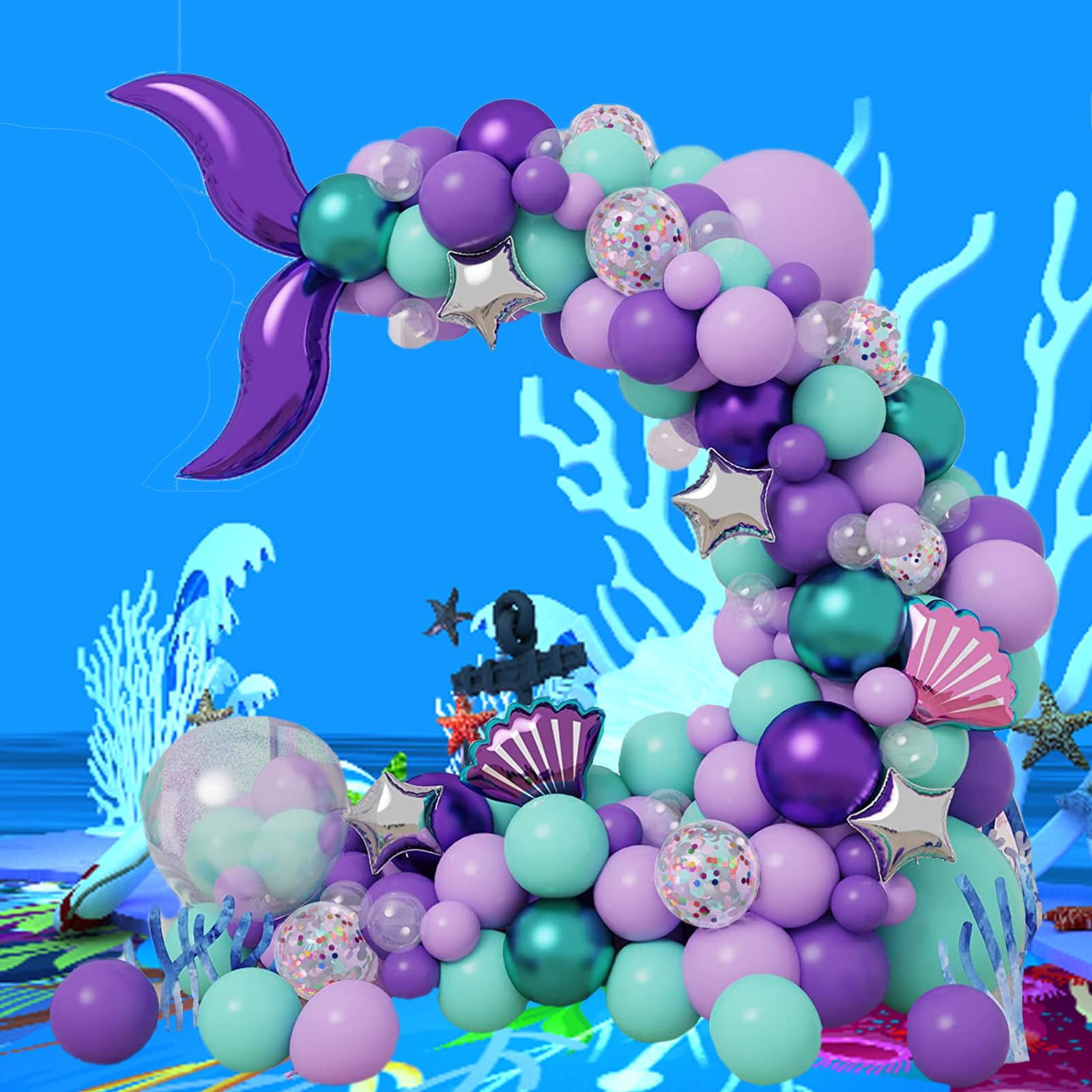 Mermaid Baby Shower Decorations Kit – Includes Garland, Backdrop, Banner & Balloons For Girl’s Under The Sea Party