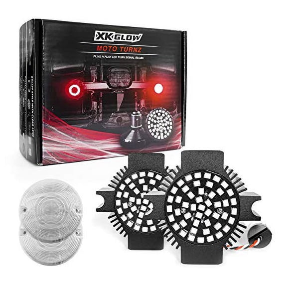 XKGLOW Flat Style MotoTurnz Motorcycle Rear LED Turn Signal Bulbs 1156 Red