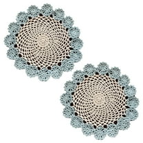 XKHAZA 2 Pcs Doilies Cloth Lace Crochet Doilies Place Mats Round Handmade Cotton Placemats for Cups Coasters Glasses Small Doilies Cloth