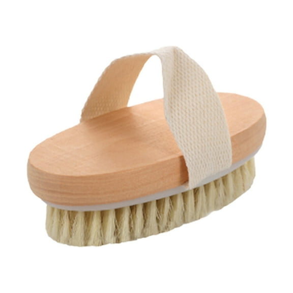 XKHAZA Bamboo Shower Brush with Long Handle, Exfoliating Back Scrubber with Natural Bristles for Men & Women, Back Exfoliator Body Washer for Bath or Dry Brushing