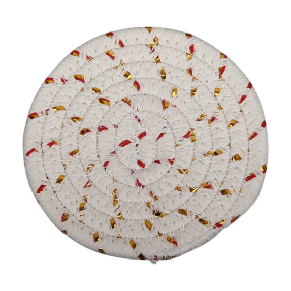 XKHAZA Braided Placemats, Round Woven Placemats, Cotton Rope Placemats Heat Resistant Non-Slip Table Mats for Kitchen Home Dining