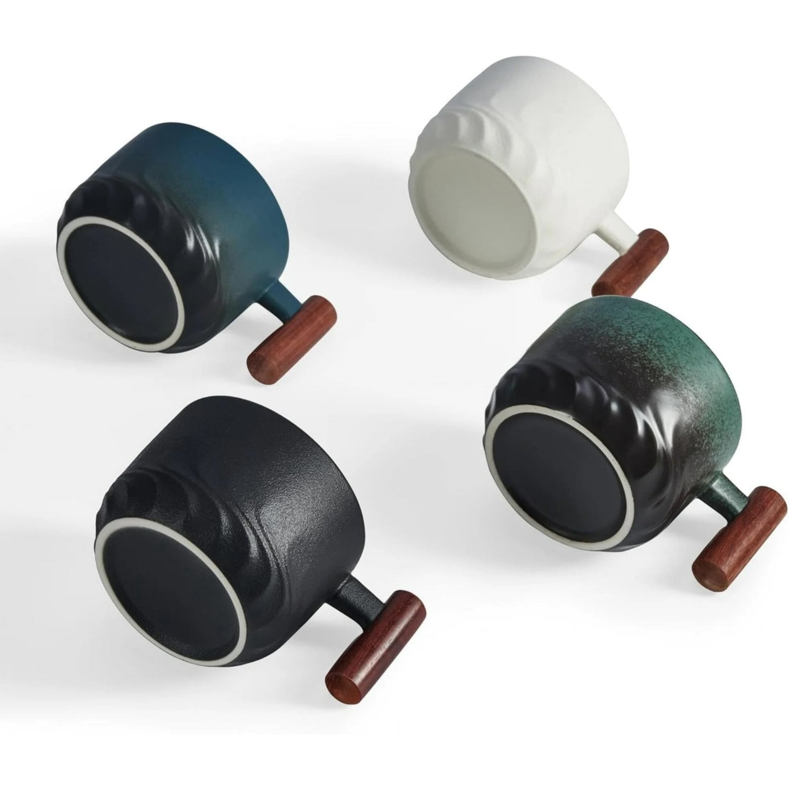 XKHAZA Ceramic Espresso Cups with Wooden Handle, Espresso Shot Cups Ceramic Tea Cups, Porcelain Demitasse Cups for Coffee or Tea