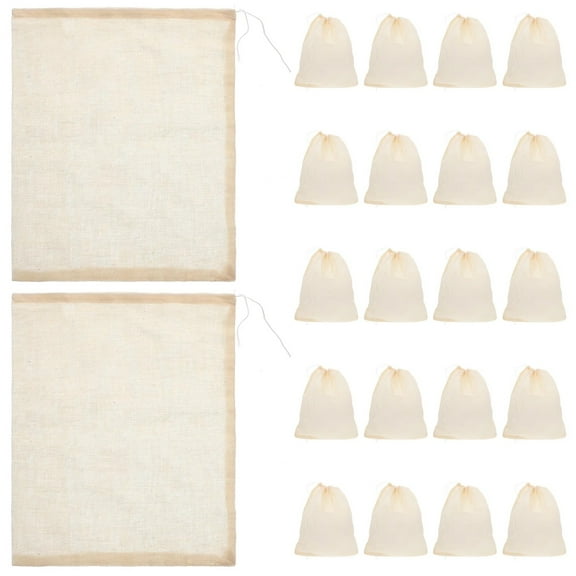 XKHAZA Cooking Cheesecloth Bags Straining Bags - Natural Unbleached Cotton Straining Herbs Cheesecloth Bags for Coffee Tea Brew, Soup Gravy Broth Stew, Bone Broth Brew, Spice