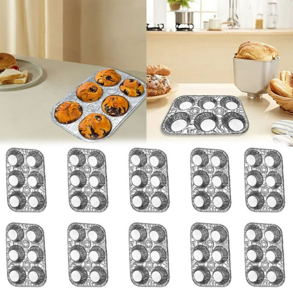 XKHAZA Disposable Muffin Tins 6-Cup, Foil Muffin Pans, Aluminum Cupcake Tin for Baking, To-Go Trays for Bake Sales, Parties, Holidays