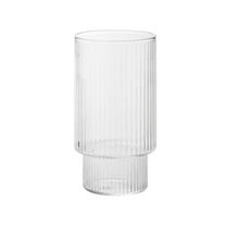 XKHAZA Drinking Glasses, 11oz Highball Glasses, Vintage Glass Cups, Elegant Ribbed Glassware, Iced Coffee Glasses, Glass Tumbler for Cocktail, Whiskey, Juice