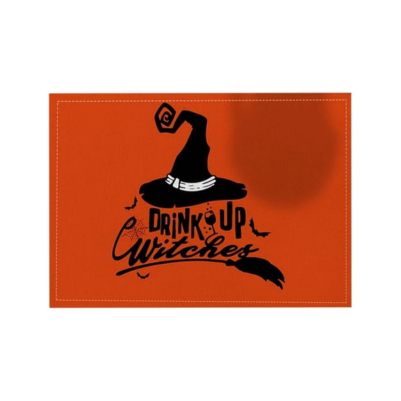 XKHAZA Halloween Pumpkins Placemats Set of 4, Scary Pumpkin Fall Linen Table Place Mat 12x18 Inch Seasonal Heat Resistant Table Mats for Party Kitchen Dining Decoration
