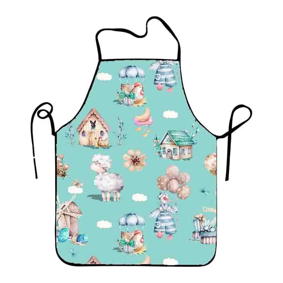 XKHAZA Happy Easter Aprons Chef Cooking Aprons Bunny Egg Flower Prints Adjustable Washable Aprons Colorful Collection Kitchen for Spring Dinner Baking BBQ Grilling Supplies