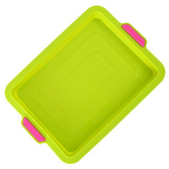XKHAZA Non Stick Silicone Brownie Baking Pan with Handles - Rectangular Cookie Baking Sheet/Jelly Roll Tray Set Nonstick, Cleaned in Dishwasher