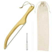 XKHAZA Wooden Sourdough Bread knife with Bow Design,Bread Slicer for Homemade Bread, Stainless Steel Serrated Saw Bread cutter for Bagels, Baguettes