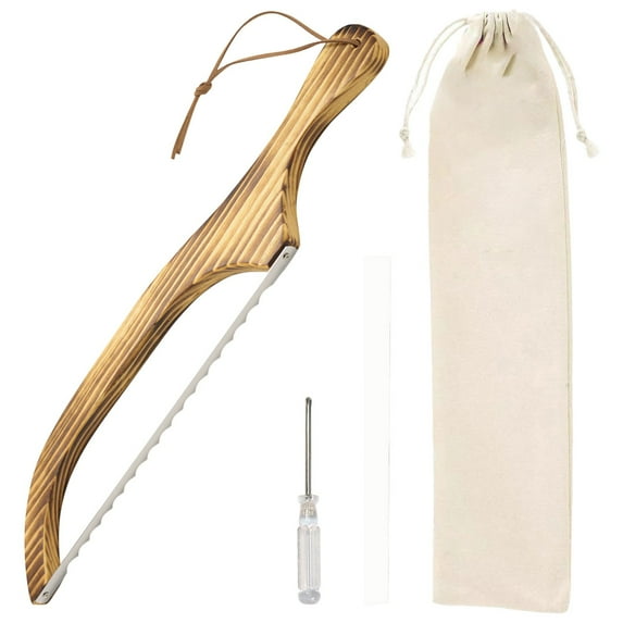 XKHAZA Wooden Sourdough Bread knife with Bow Design,Bread Slicer for Homemade Bread, Stainless Steel Serrated Saw Bread cutter for Bagels, Baguettes
