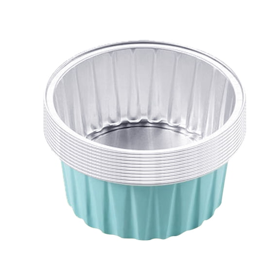 XKHBDL 10 Pcs Aluminum Foil Baking Cups, Disposable Ramekin Silver Foil Cupcake liners, Aluminum Baking Cups Egg Tart Liners for Baking, Cupcake, Pudding, Muffin , Creme