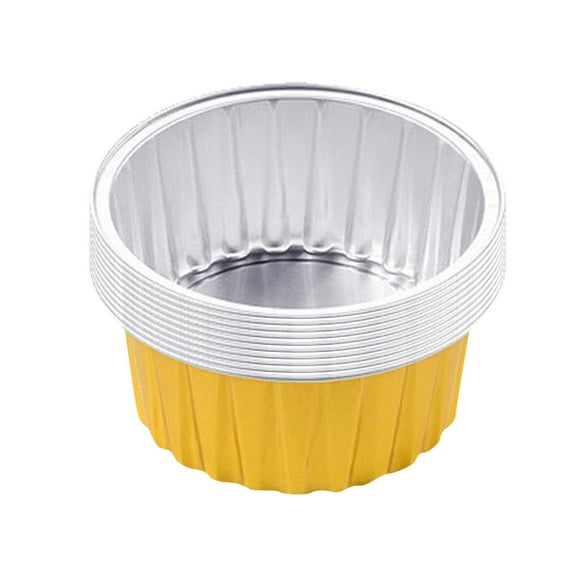 XKHBDL 10 Pcs Aluminum Foil Baking Cups, Disposable Ramekin Silver Foil Cupcake liners, Aluminum Baking Cups Egg Tart Liners for Baking, Cupcake, Pudding, Muffin , Creme