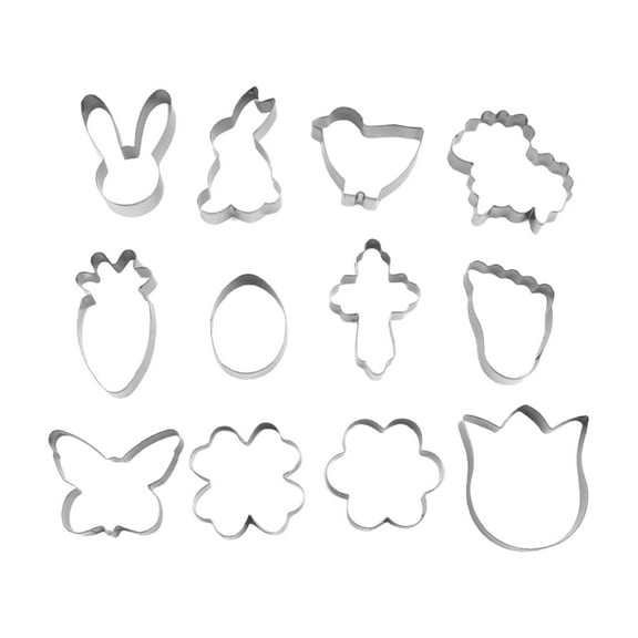 XKHBDL 12 Pieces Easter Cookie Cutters Set - Cute Easter Themed Cutter includes Bunny, Egg, Chick, Carrot Cutters Molds for Easter Spring Decorations