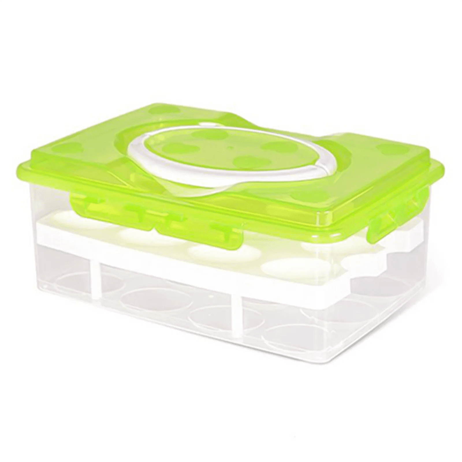 XKHBDL 2 Tiers Egg Container Deviled Egg Carrier Eggs Holder with Handle Fridge Freezer Storage, 24 Grids Eggs Holder Large Capacity Airtight Organizer for Home
