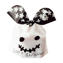 XKHBDL 50 Pcs Halloween Treat Bags, Kids Halloween Goodie Bags Candy Bags Bulk, Plastic Halloween Bags for Trick or Treat, Party Favor, Popcorn, Snack and Cookie with Pumpkin, Ghost