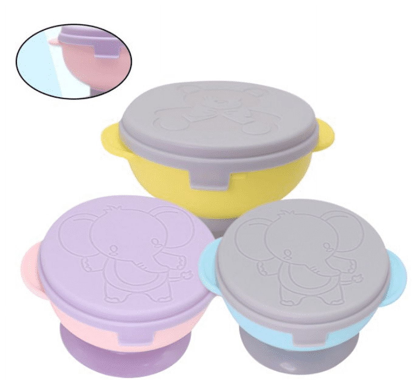 XKHBDL Baby Bowls with Suction| Leak-Proof Stay Put Silicone Food Bowl with Lids for Babies Kids Toddlers Infants| Food Grade Soft Safe BPA-Free Silicone