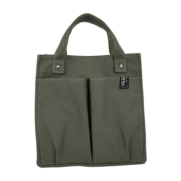 XKHBDL Canvas Tote Bag for Women With Pockets, Student Lunch Box Bag Bento Handbag Multi Pocket Practical Canvas Bag Everyday Handbags