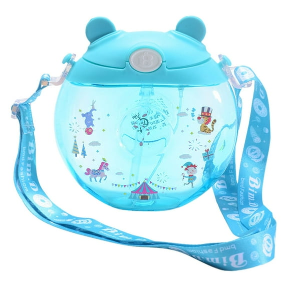 XKHBDL Cute Water Bottles with Straws, Adjustable Strap Plastic Water Bottle for Travel School Sport Kids