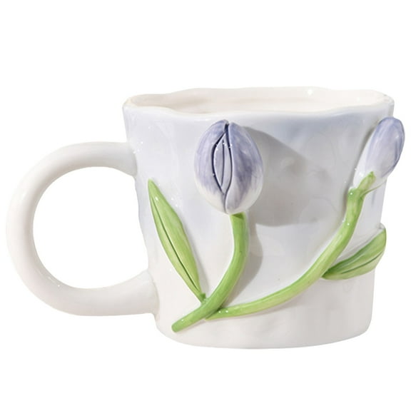 XKHBDL Embossed Ceramic Cups, Handmade Large Coffee Cups, Ceramic Coffee Cups, Embossed Coffee Cups for Hot or Cold Coffee Cereal Lattes