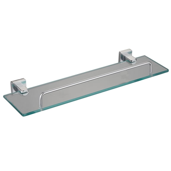 XKHBDL Glass Bathroom Shelf, Brushed Floating Glass Shelf, Rectangular Stainless Steel Tempered Glass Shelf for Bathroom Wall Mount Modern Accessories
