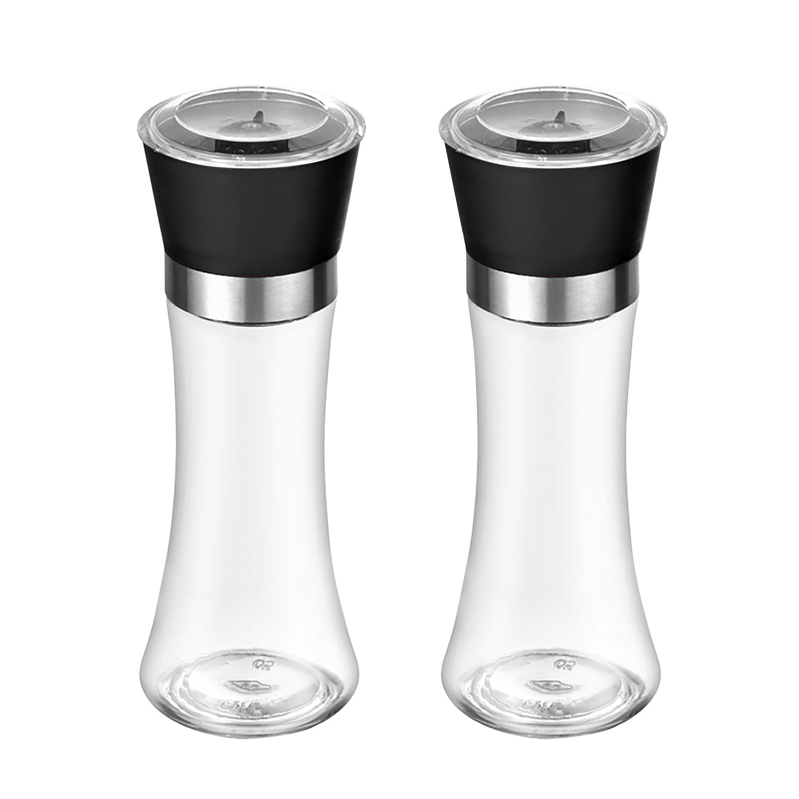 XKHBDL Glass Sea Salt and Pepper Grinder Set of 2 - Adjustable Coarse Mills - Glass Salt and Pepper Shakers - Easy Clean Ceramic Grinders