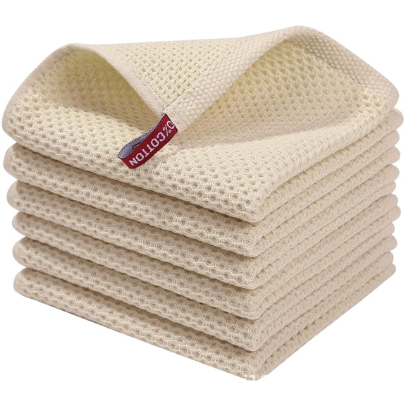 XKHBDL Kitchen Dish Cloths, Cotton Waffle Weave, Ultra Soft Absorbent, Quick Drying Dish Towels