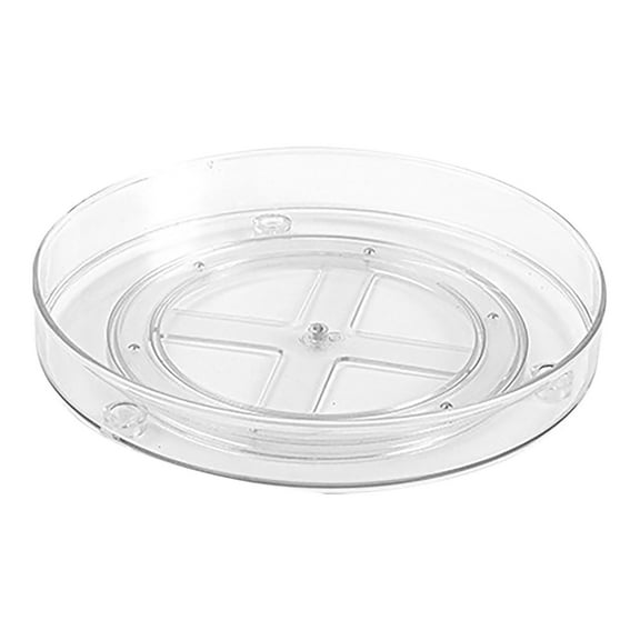 XKHBDL Lazy Turntable Plastic Spinner for Kitchen/Bathroom, Pantry, Fridge, Cupboards, or Counter Organizing, Fully Rotating Organizer for Food, Round - Lumiere Collection - Clear