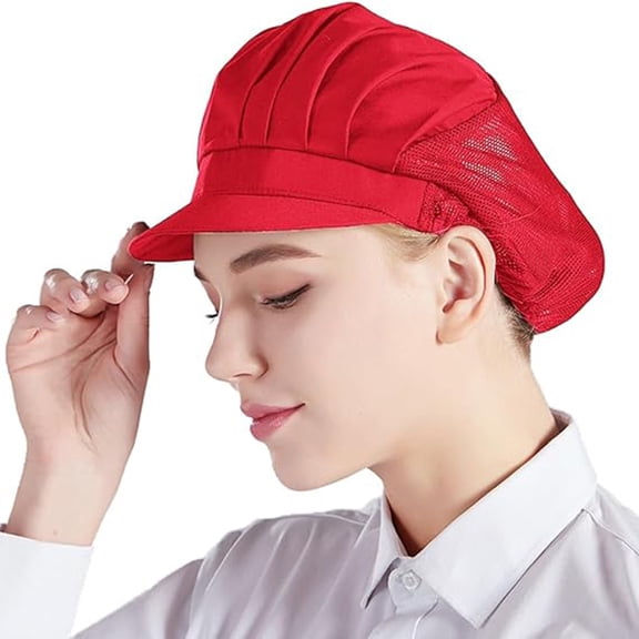 XKHBDL Mesh Hairnet Cap with Brim, Breathable Nylon Food Service Cap, Lightweight Work Cap for Kitchen, Catering, Bakery, Food Processing Workers
